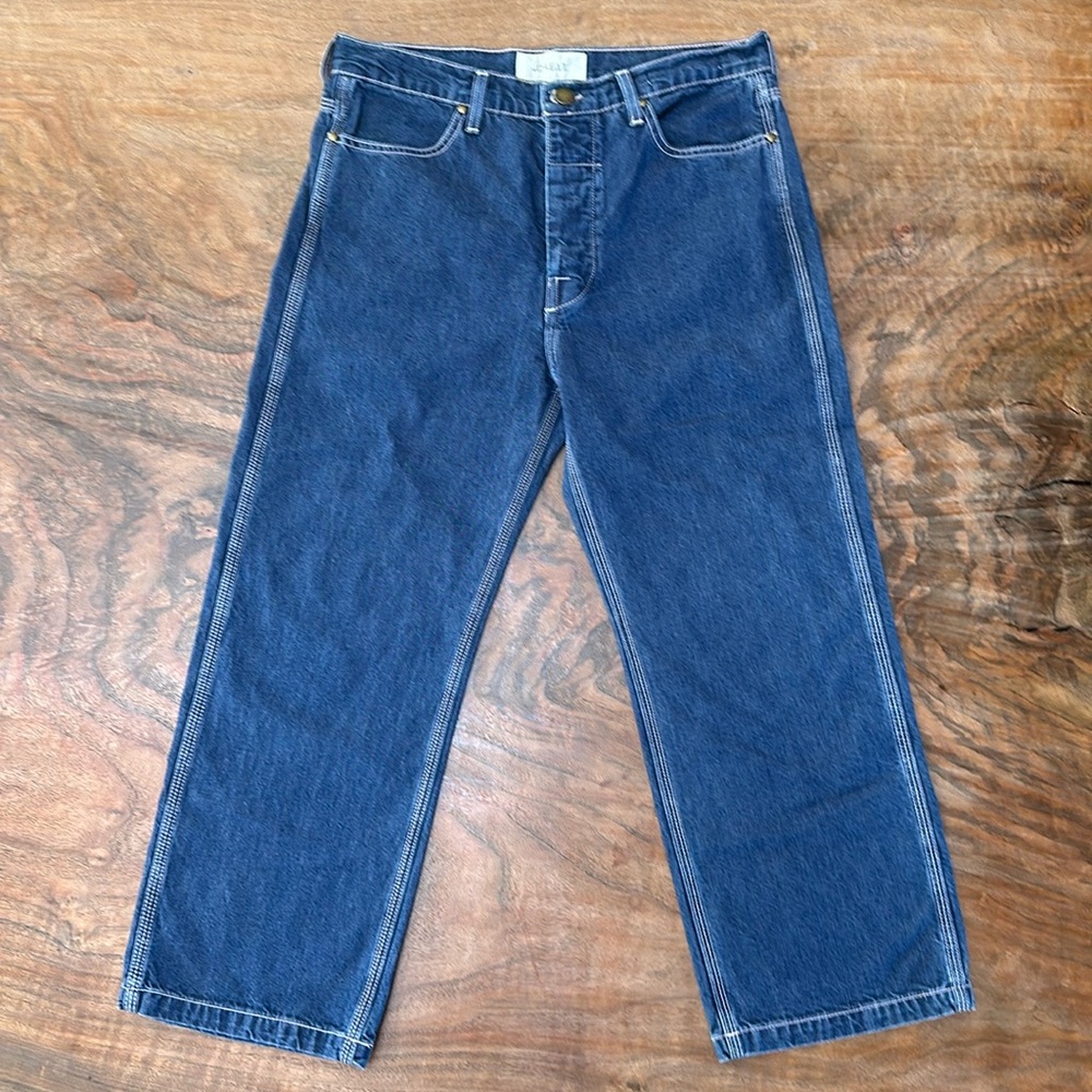 THE GREAT. High-Rise Dark Blue Cropped Jeans